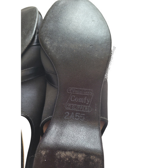 Vintage Daniel Green Black Retro Glam Satin Open Toe‎ Sling Back Slippers Shoes - Picture 7 of 10